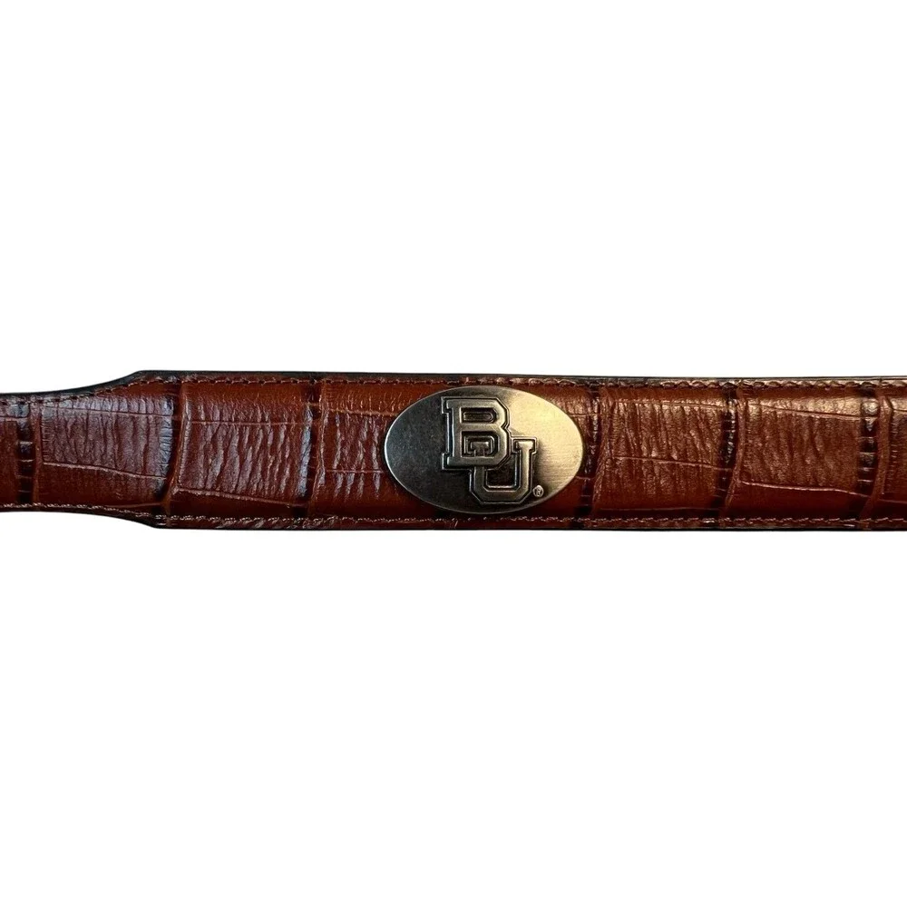 Zep-Pro Men's Brown Croc Embossed Leather Boston University Belt  Size 38